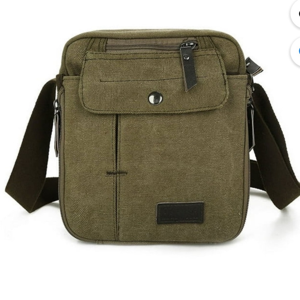 Olive Green Canvas Men’s Crossbody Chest Bag